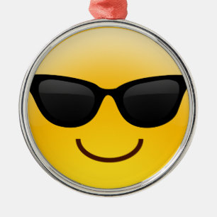 Le ansikte med solglasögon coolt Emoji Julgransprydnad Metall