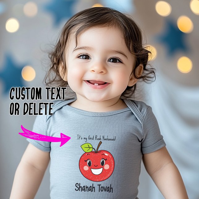 🍎 le Apple Delight med anpassningsbar text T Shirt (🍎Smiling Apple Delight with custom text Baby Bodysuit)
