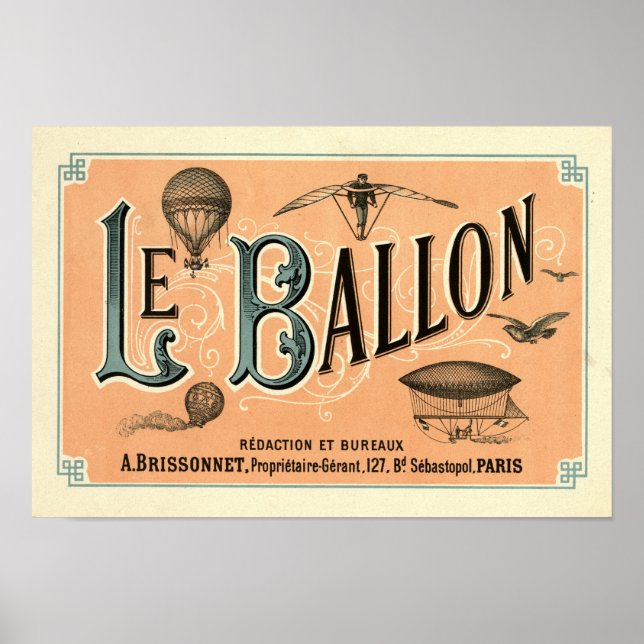 Le Ballon 1883 aeronautical journal ad Poster (Framsidan)