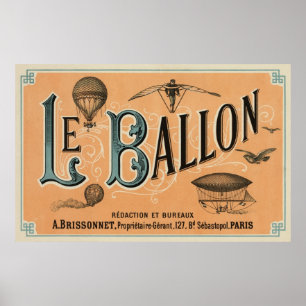 Le Ballon - Fransk aeronautical journal 1883 Poster
