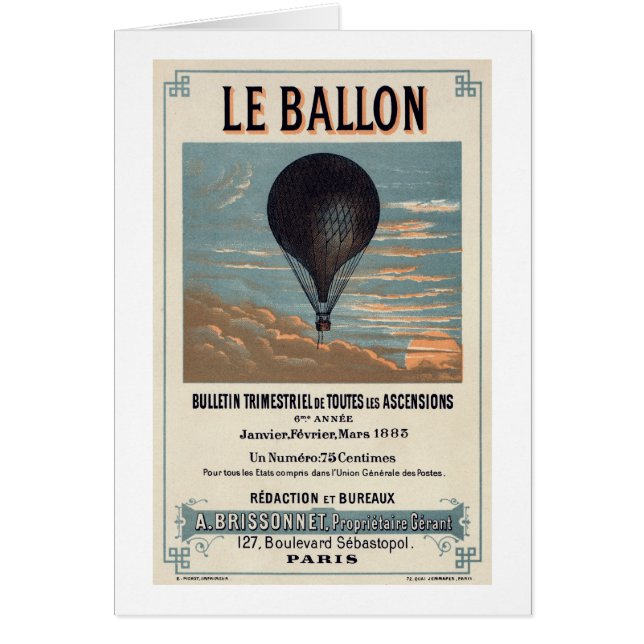 Le Ballon Tillfällen Blank Greeting Card Hälsningskort (Framsidan)