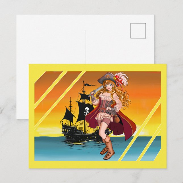 Le belle pirate. vykort (Fram/baksida)