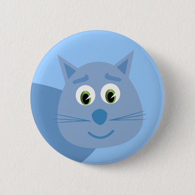Le blåtttecknadkatten knäppas/emblem knapp (Framsida)