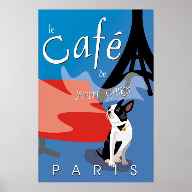 Le Cafe de Petit Chien, Paris (bleu) Poster (Framsidan)
