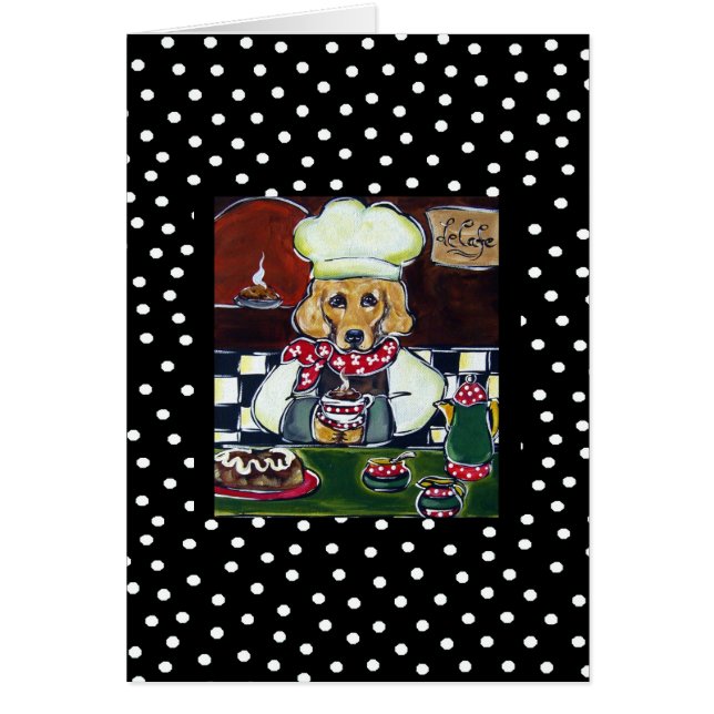 Le Cafe Golden Retriever Hälsningskort (Framsidan)