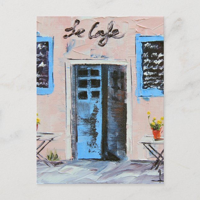 Le Cafe, Palette Knivar Painting in Oil Vykort (Framsida)