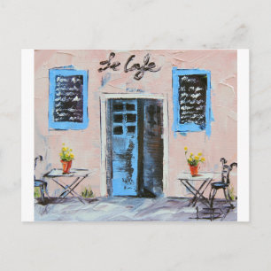 Le Cafe, Palette Knivar Painting in Oil Vykort