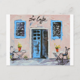 Le Cafe, Palette Knivar Painting in Oil Vykort