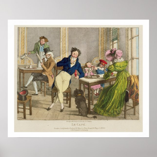 Le Cafe, pub. från Rodwell och Martin, 1820 (färg) Poster (Framsidan)