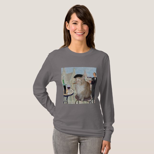 Le Cat du Cafe T Shirt (Hel framsida)