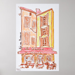 Le Cezanne cafe, Aix en Provence, Frankrike Poster