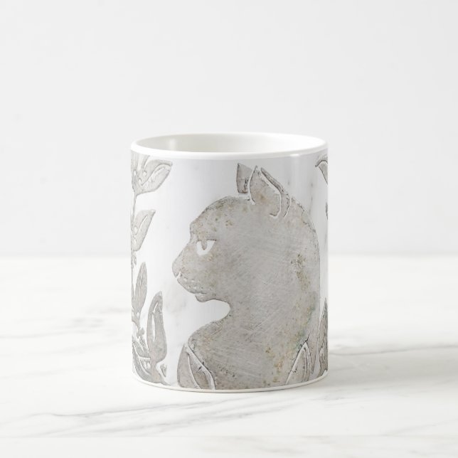 Le Chat d'Argent Carrara-marmor & silvereffekt Kaffemugg (Center)