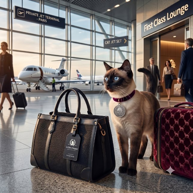 Le Chat d'Argent Fransk Silverkatt Anpassad Bagagebricka (Skapare uppladdad)
