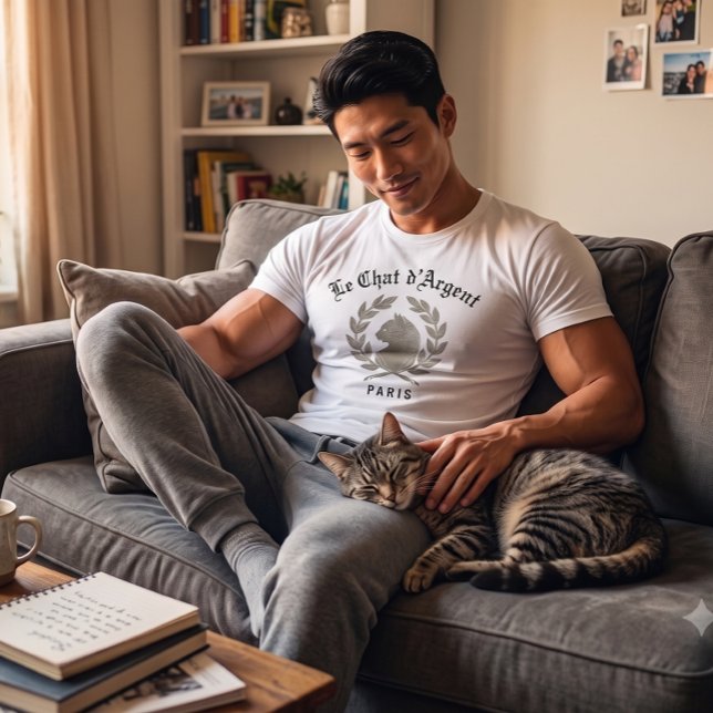 Le Chat d'Argent herr klassisk vit t-shirt (Skapare uppladdad)