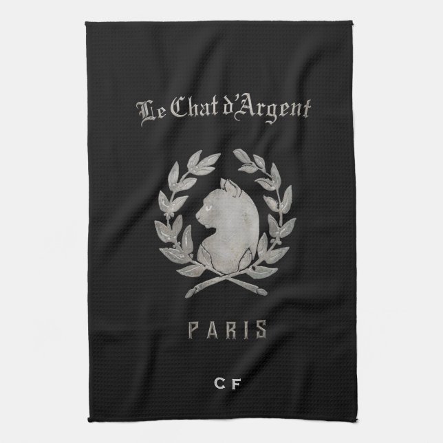 Le Chat d'Argent Monogrammerad Kökshandduk (Vertikal)