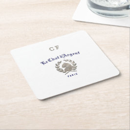 Le Chat d'Argent Parisian Bistrot Monogram Underlägg Papper Kvadrat