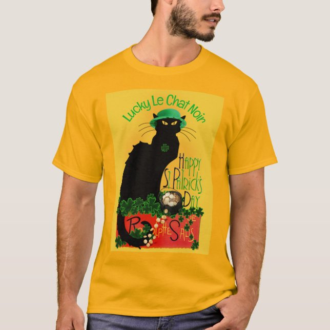 Le Chat Noir Clover St. Patrick's Day T Shirt (Framsida)