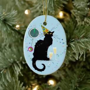 Le Chat Noir Glädjeårsfest Julgransprydnad Keramik