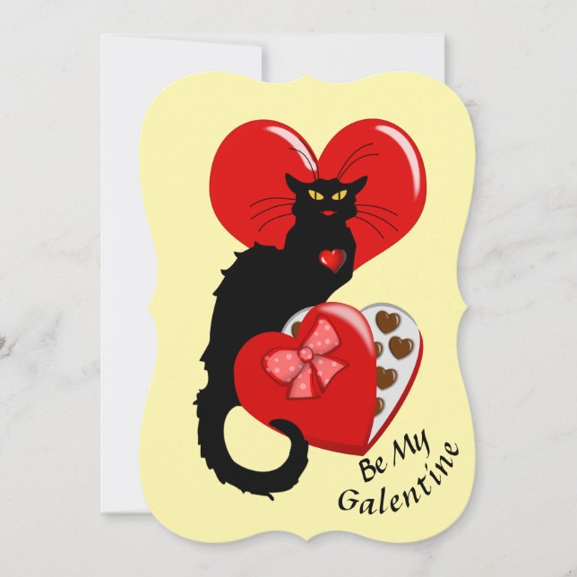 Le Chat Noir Heart Candy Valentine's Day  Inbjudningar (Framsida)