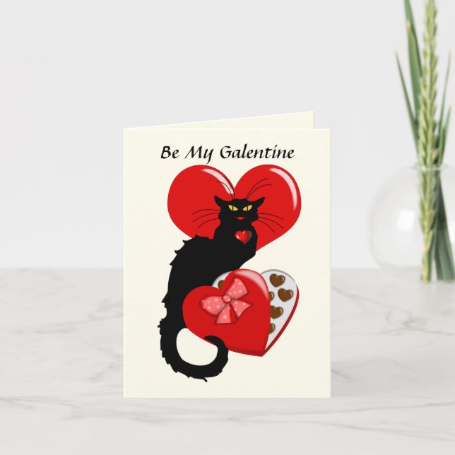 Le Chat Noir Heart Candy Valentine's Day  Kort (Framsida)