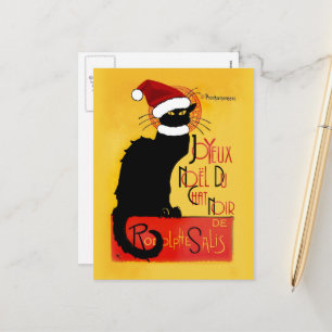 Le Chat Noir Santa Hatt Jul Helg Vykort