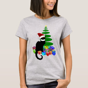 Le Chat Noir Santa mössa jul T Shirt