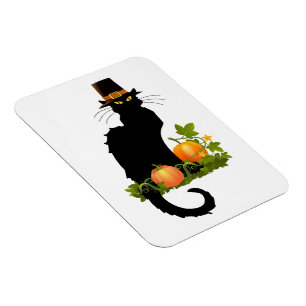 Le Chat Noir Thanksgiving och pilgrimskalkon Magnet