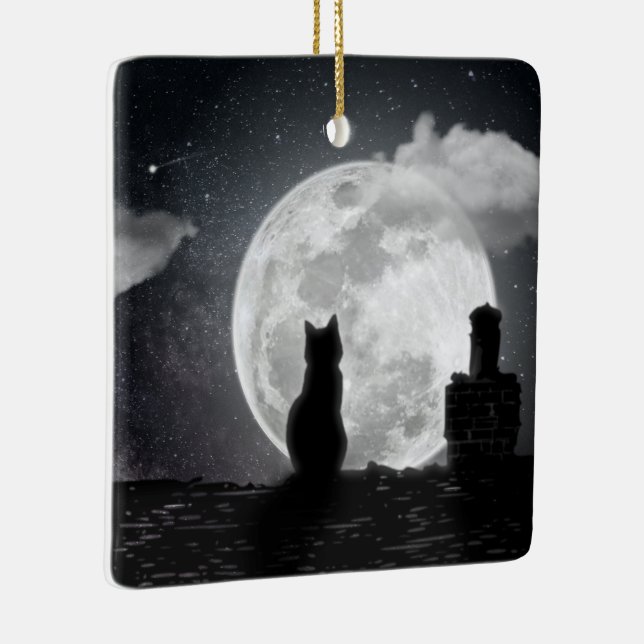 Le chat rêve de lune julgransprydnad keramik (Höger)