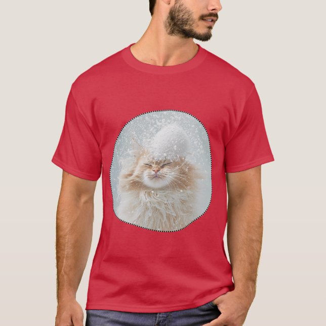 Le chat roux à l’air très détendu, flocons sur la  t shirt (Framsida)