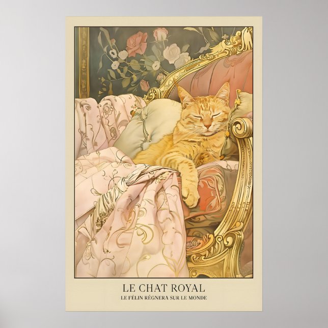 Le Chat Royal Cat Art Print French Style Feline Poster (Framsidan)