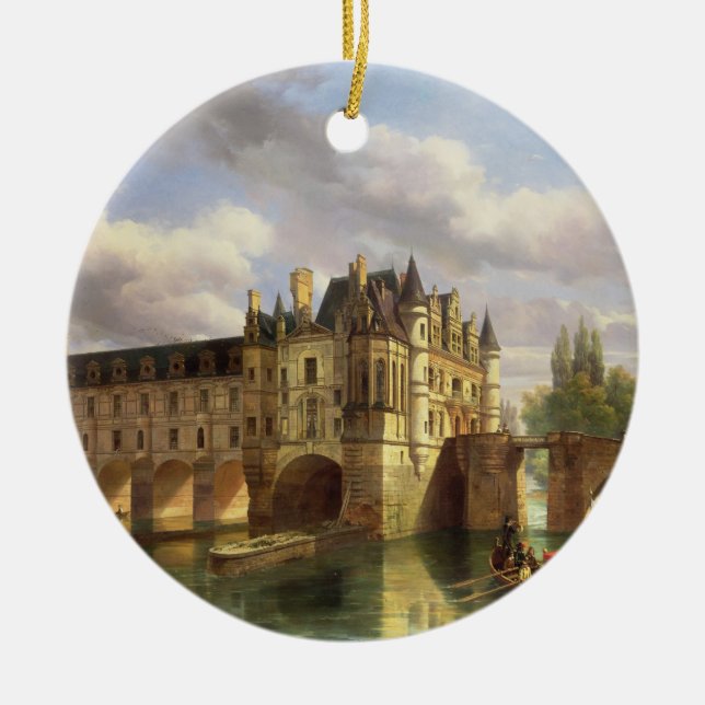 Le Chateau de Chenonceau, 1843 (olja på kanfas) Julgransprydnad Keramik (Framsidan)