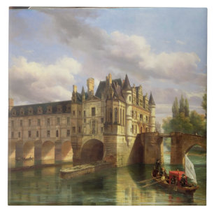 Le Chateau de Chenonceau, 1843 (olja på kanfas) Kakelplatta