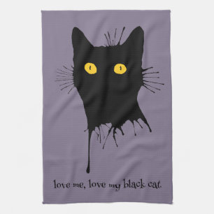 Le Chaton Noir Kärlek Me Kärlek My Black Cat Lover Kökshandduk
