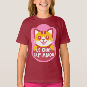 Le Chatta Fait Miaou Cute Fransk Orange Tabby T Shirt