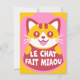 Le Chatta Fait Miaou Cute Fransk Orange Tabby Vykort
