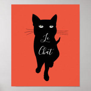 Le Chatta Fransk cat-citat Black cat kattdjur katt Poster