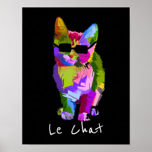 Le Chatta Fransk Modern art coola pop art kattunge Poster