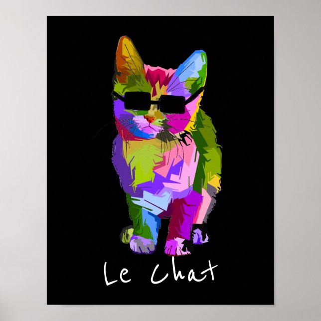 Le Chatta Fransk Modern art coola pop art kattunge Poster (Framsidan)
