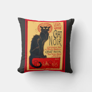 Le Chatta Noir, Black Cat, Art Pillow Kudde