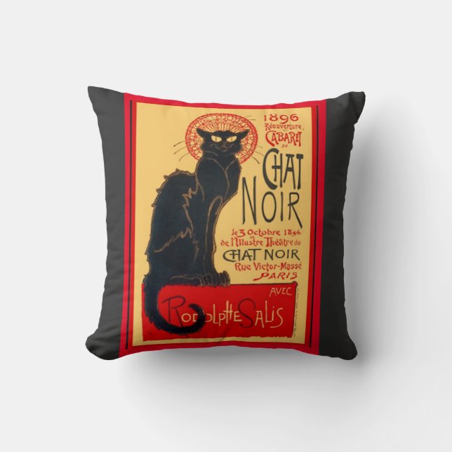 Le Chatta Noir, Black Cat, Art Pillow Kudde (Framsida)