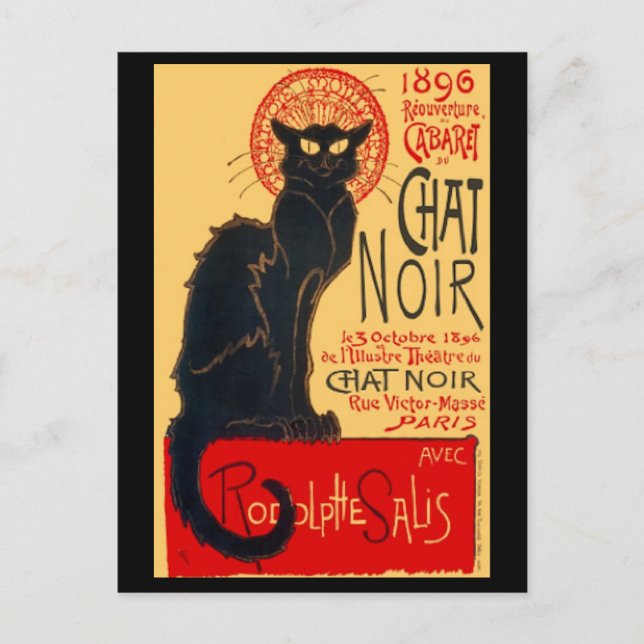 Le Chatta Noir, Black Cat, Art Postcard Vykort (Framsida)