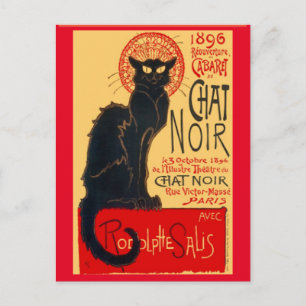 Le Chatta Noir, Black Cat, Art Postcard Vykort