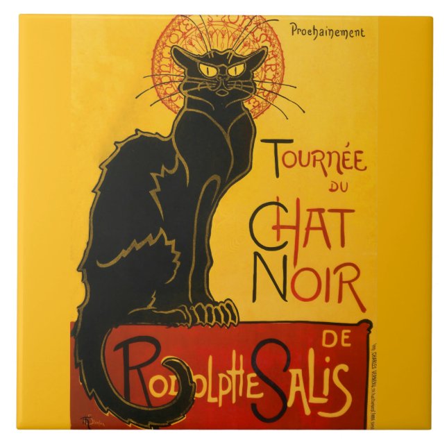 Le Chatta Noir Black Cat Kakelplatta (Framsidan)