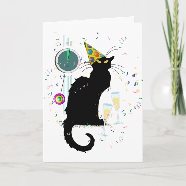 Le Chatta Noir Gott nytt år Party Helgkort (Framsida)
