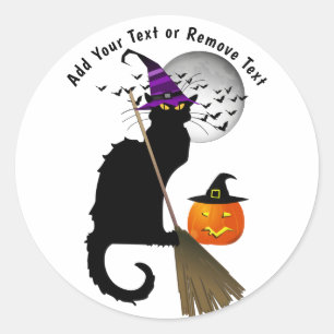 Le Chatta Noir Halloween Withc Runt Klistermärke
