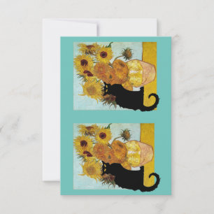 Le Chatta Noir och Van Gogh Sunblommor Tack Kort
