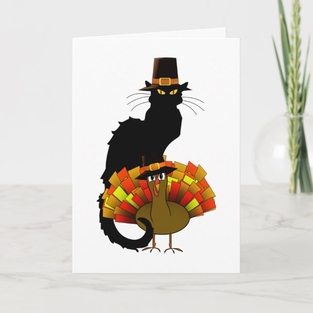 Le Chatta Noir Pilgrim Thanksgiving Helgkort (Framsida)