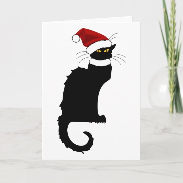 Le Chatta Noir Santa Hat jul Helgkort (Framsida)