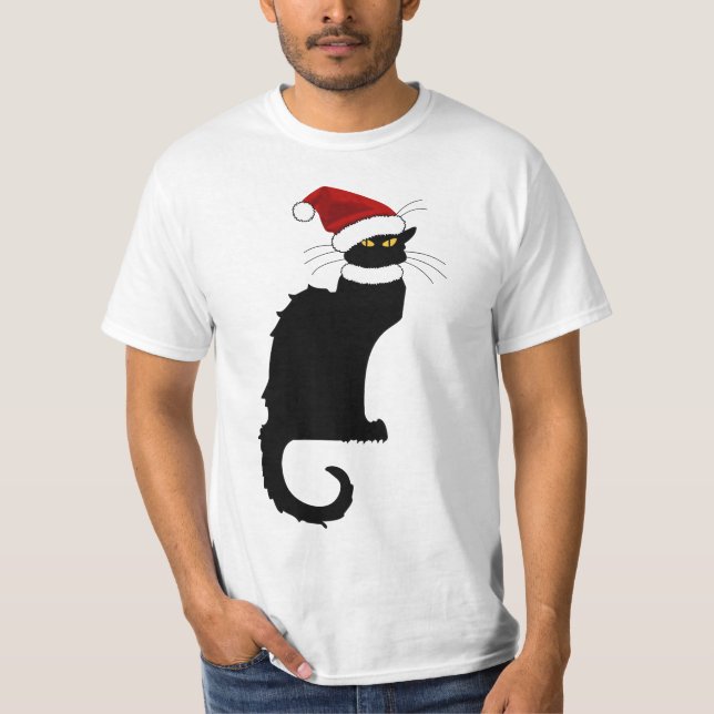Le Chatta Noir Santa Hat jul T Shirt (Framsida)