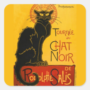 Le Chatta Noir, Svarta kattens Art nouveau-Vintage Fyrkantigt Klistermärke